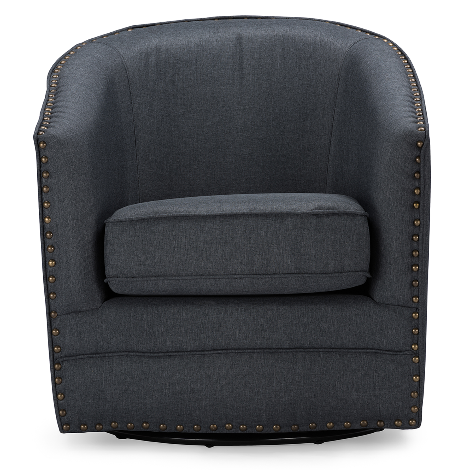 Baxton Studio Porter Modern and Contemporary Classic Retro Grey Fabric Upholstered Swivel Tub Chair